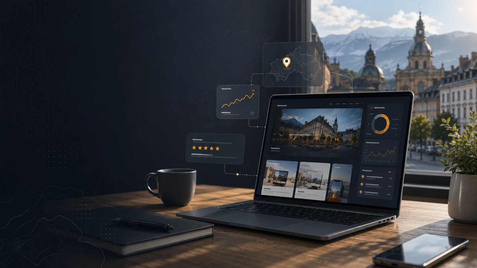 Agence web à Chambéry avec tableau de bord SEO, site internet et visibilité locale