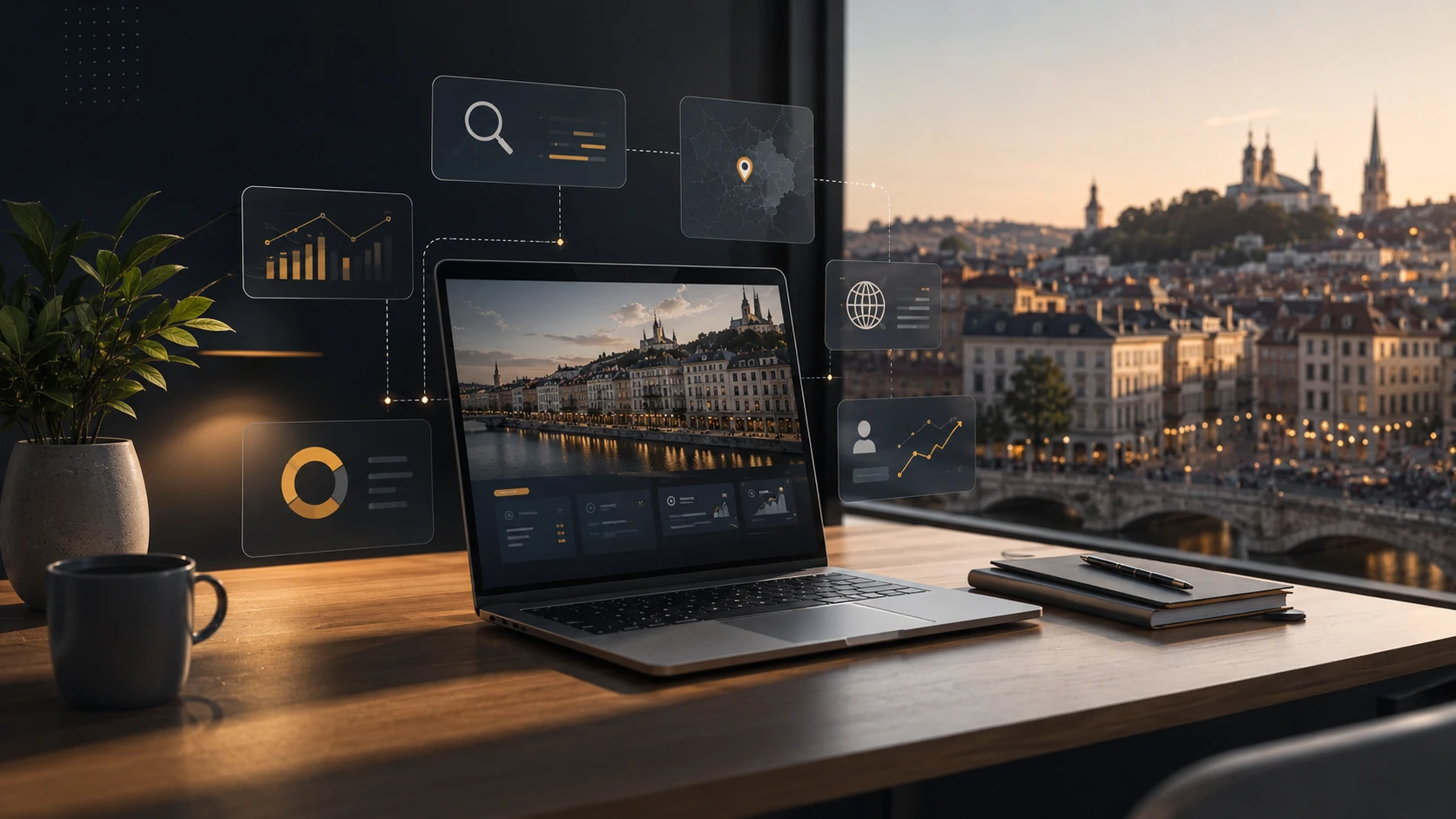 Agence web à Lyon avec site internet professionnel, visibilité locale et interface de suivi