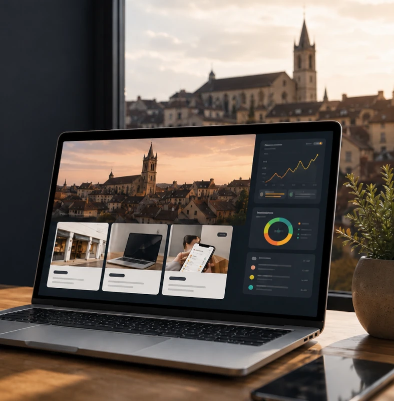 Audit de communication digitale à Belley avec tableau de bord, visibilité locale et analyse des demandes de contact