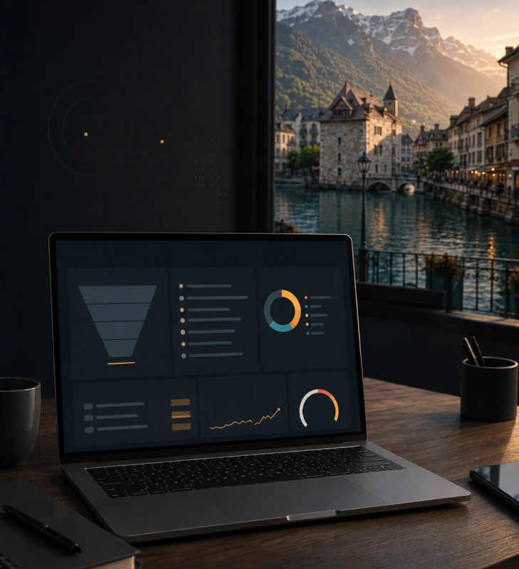 Audit de site web à Annecy avec tableau de bord SEO, conversion et analyse des actions visiteurs