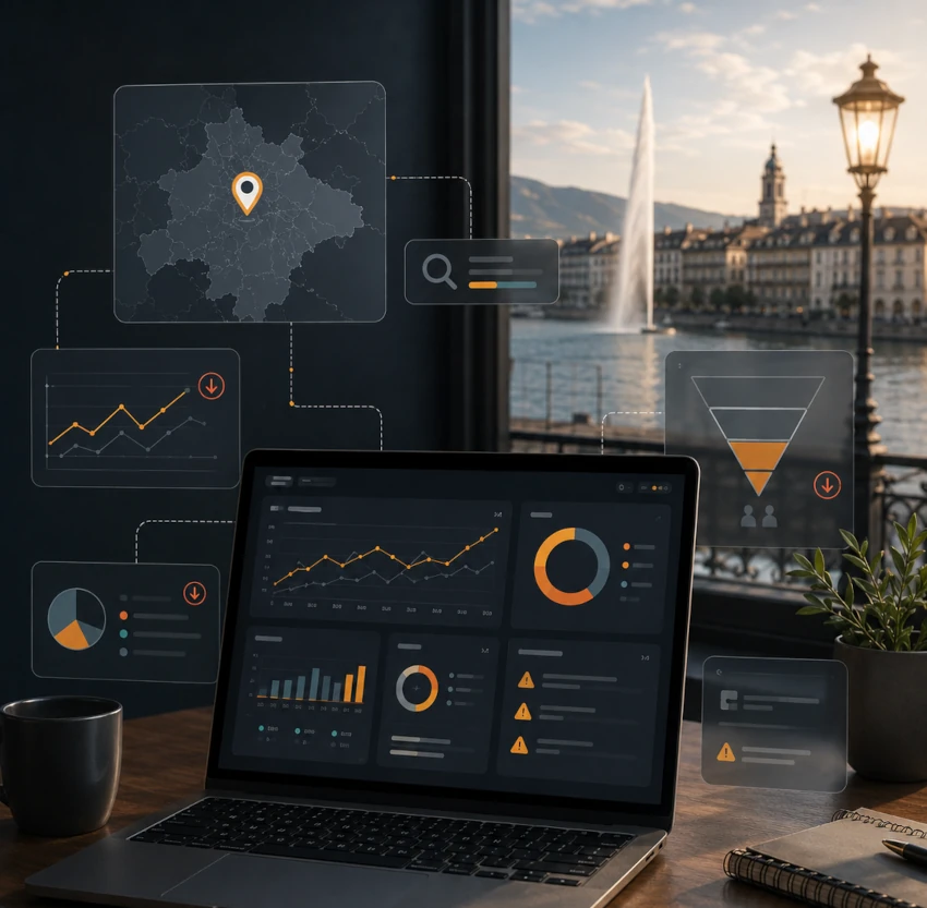 Audit de site web pour Genève avec tableau de bord SEO et analyse des demandes clients