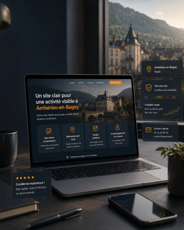 Site internet pour une activité visible à Ambérieu-en-Bugey avec éléments de confiance et de contact